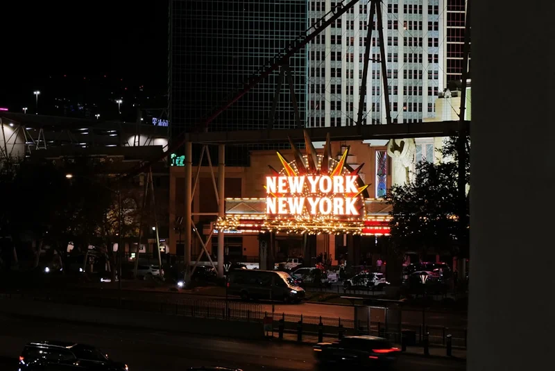 New york new york sign at night